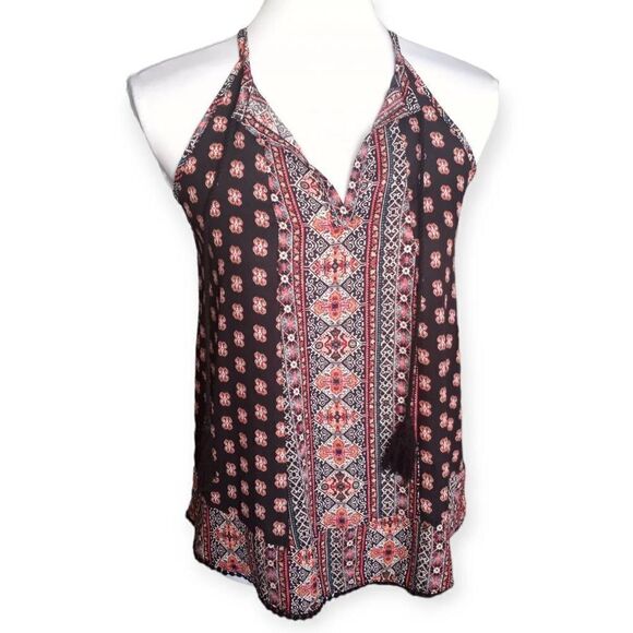 PINK REPUBLIC BLACK & RED FLORAL TASSEL TANK TOP SZ. XS EUC - Picture 2 of 5